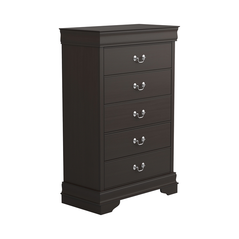 Pemberly Row 5 Piece Eastern King Bedroom Set with Chest in Cappuccino