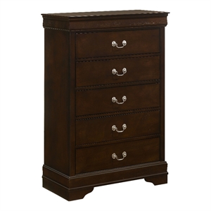Pemberly Row 5 Drawer Traditional Bedroom Chest in Cappuccino