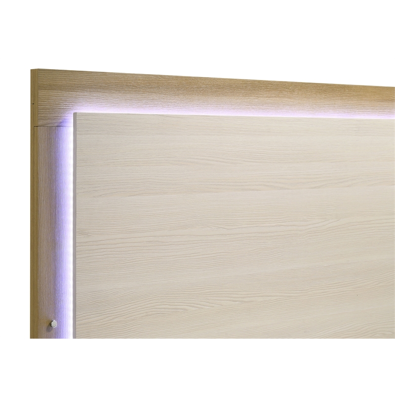 Pemberly Row 5 Piece Eastern King LED Bedroom Set in Natural and White