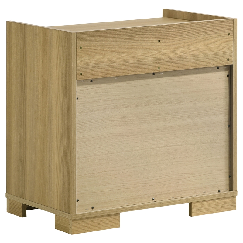 Pemberly Row 5 Piece Eastern King LED Bedroom Set in Natural and White
