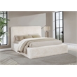 Pemberly Row Faux Fur Upholstered Eastern King Platform Bed in Cream