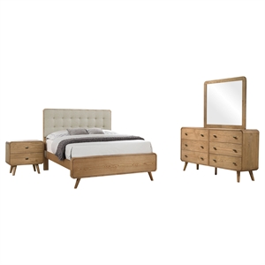 Pemberly Row 4 Piece Mid-Century Eastern King Set in Light Ash