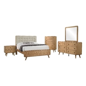 Pemberly Row 5 Piece Mid-Century Eastern King Set in Light Ash