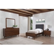 Pemberly Row 4 Piece Mid-Century Twin Bedroom Set in Dark Walnut