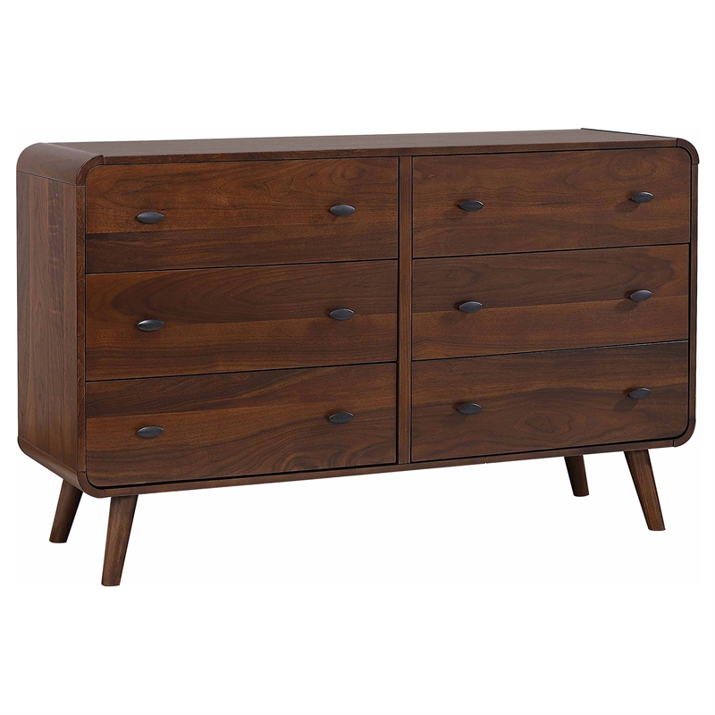 Pemberly Row 4 Piece Mid-Century Twin Bedroom Set in Dark Walnut