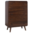 Pemberly Row 5 Piece Mid-Century Twin Bedroom Set in Dark Walnut