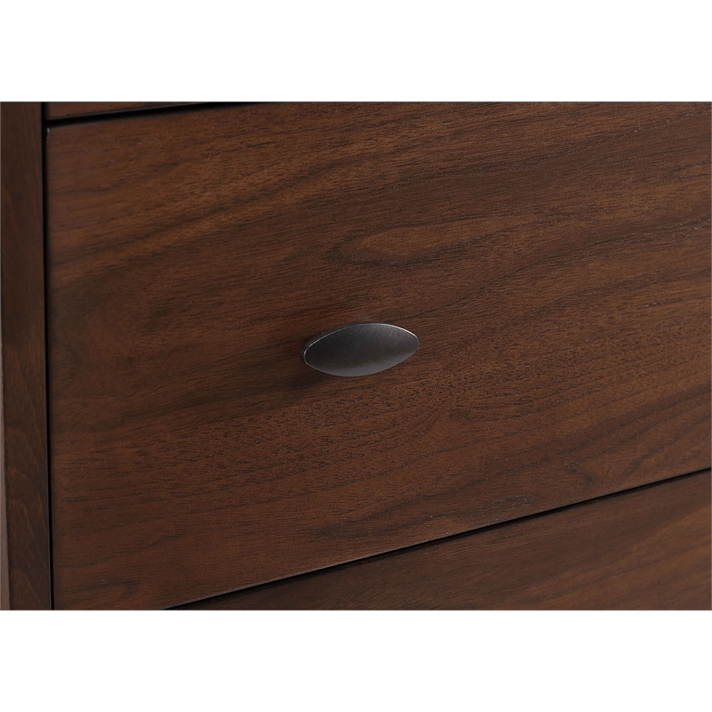 Pemberly Row 5 Piece Mid-Century Twin Bedroom Set in Dark Walnut