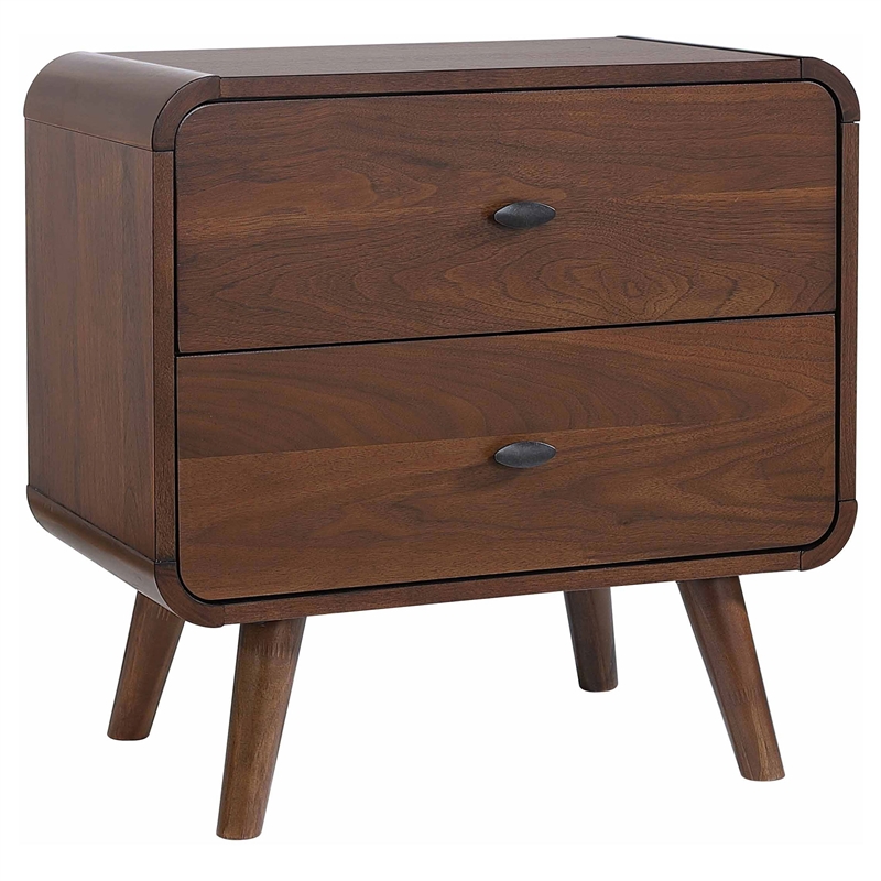 Pemberly Row 5 Piece Mid-Century Twin Bedroom Set in Dark Walnut