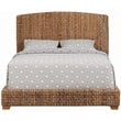 Pemberly Row Banana Leaf Woven Eastern King Panel Bed in Amber