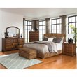 Pemberly Row Banana Leaf Woven Eastern King Panel Bed in Amber