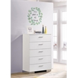 Pemberly Row 5 Drawer Bedroom Chest with Chrome Handles in White High Gloss