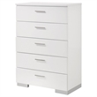 Pemberly Row 5 Drawer Bedroom Chest with Chrome Handles in White High Gloss