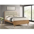 Pemberly Row Eastern King Platform Bed with Tufted Headboard in Light Ash