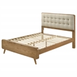 Pemberly Row Eastern King Platform Bed with Tufted Headboard in Light Ash