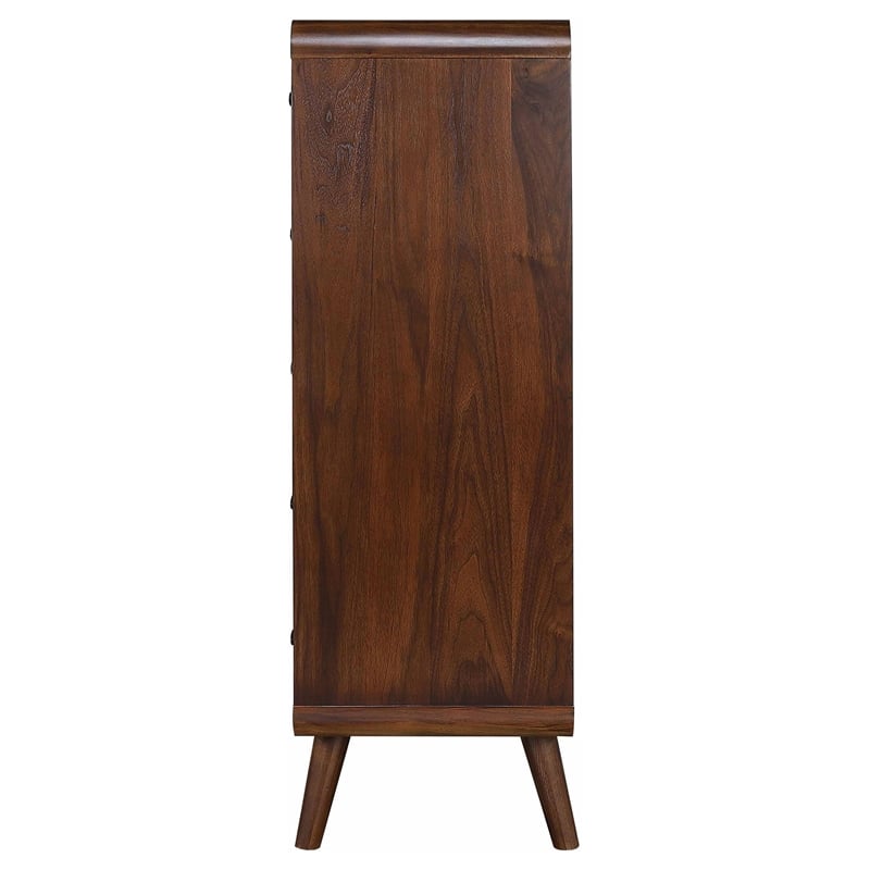 Pemberly Row 5 Drawer Mid-Century Chest of Drawers in Dark Walnut