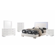 Pemberly Row 5 Piece California King LED Bedroom Set in White Gloss