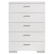 Pemberly Row 5 Piece Eastern King LED Bedroom Set in White High Gloss