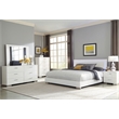 Pemberly Row 5 Piece Eastern King LED Bedroom Set in White High Gloss