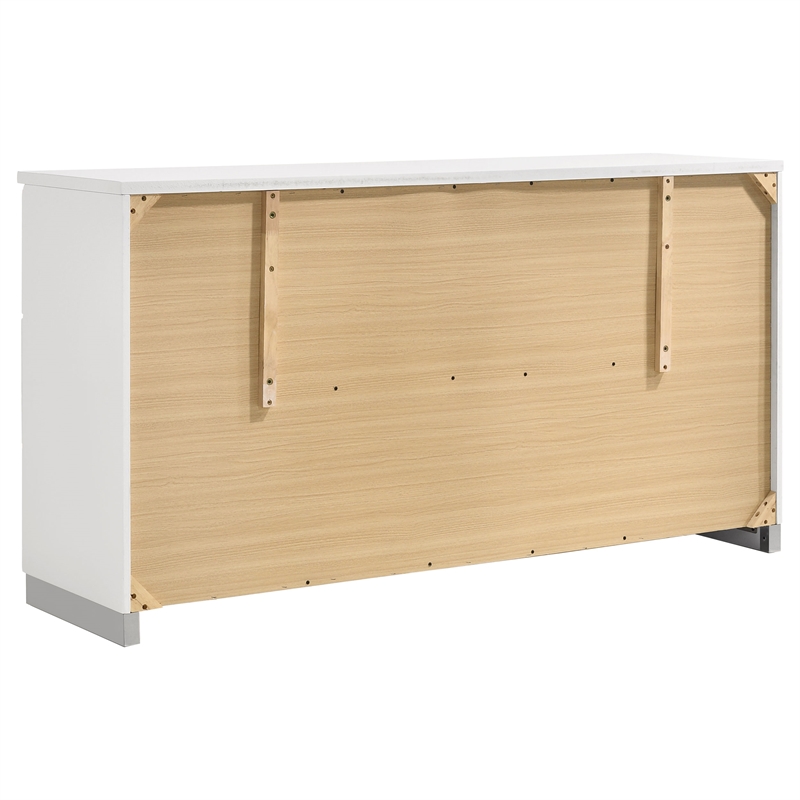 Pemberly Row 5 Piece Eastern King LED Bedroom Set in White High Gloss