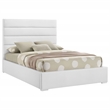Pemberly Row 53 Inch Upholstered Twin Platform Bed in White Faux Leather