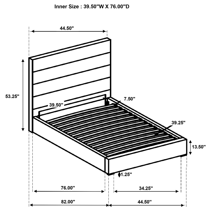 Pemberly Row 53 Inch Upholstered Twin Platform Bed in White Faux Leather