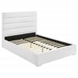 Pemberly Row 53 Inch Upholstered Twin Platform Bed in White Faux Leather