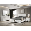 Pemberly Row 4 Piece Queen Platform Bedroom Set in White Faux Leather