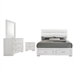 Pemberly Row 4 Piece Queen Platform Bedroom Set in White Faux Leather