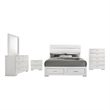 Pemberly Row 5 Piece Queen Platform Bedroom Set in White Faux Leather
