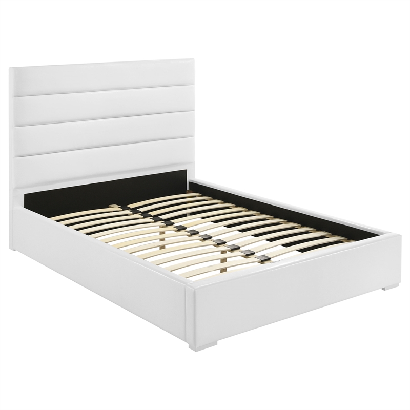 Pemberly Row 5 Piece Twin Platform Bedroom Set in White High Gloss
