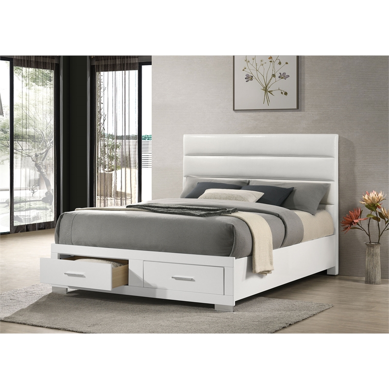 Pemberly Row California King Storage Bed in White High Gloss
