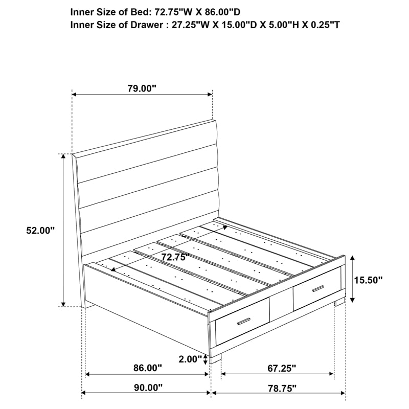 Pemberly Row California King Storage Bed in White High Gloss