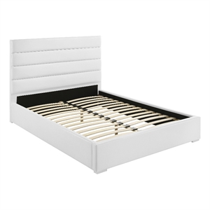 Pemberly Row 53 Inch Upholstered Eastern King Platform Bed in White