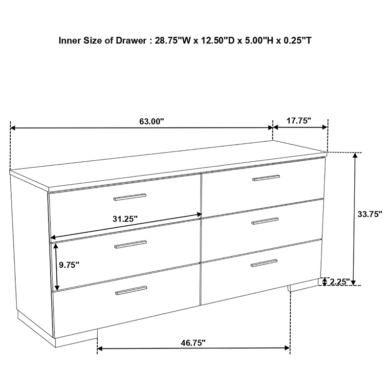 Pemberly Row 5 Piece Queen Platform Bedroom Set in White High Gloss