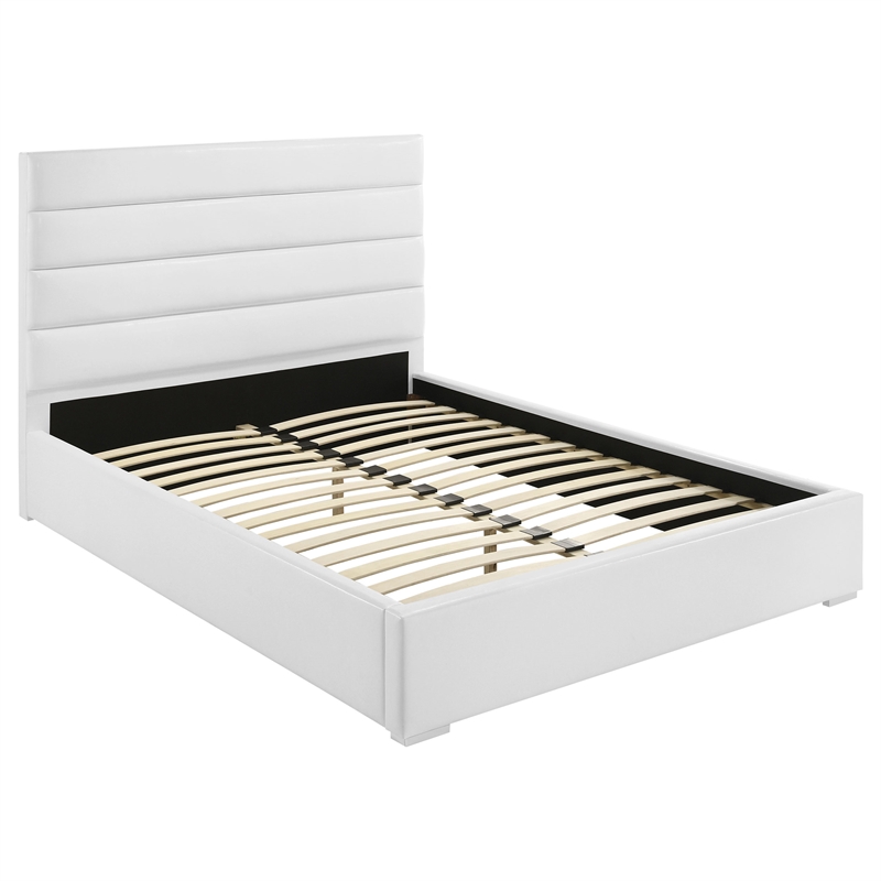 Pemberly Row 5 Piece Queen Platform Bedroom Set in White High Gloss