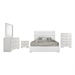 Pemberly Row 5 Piece Queen Platform Bedroom Set in White High Gloss