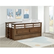 Pemberly Row Wood Twin Captains Bed With Trundle in Medium Brown