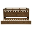 Pemberly Row Wood Twin Captains Bed With Trundle in Medium Brown