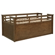 Pemberly Row Wood Twin Captains Bed With Trundle in Medium Brown