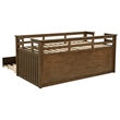 Pemberly Row Wood Twin Captains Bed With Trundle in Medium Brown