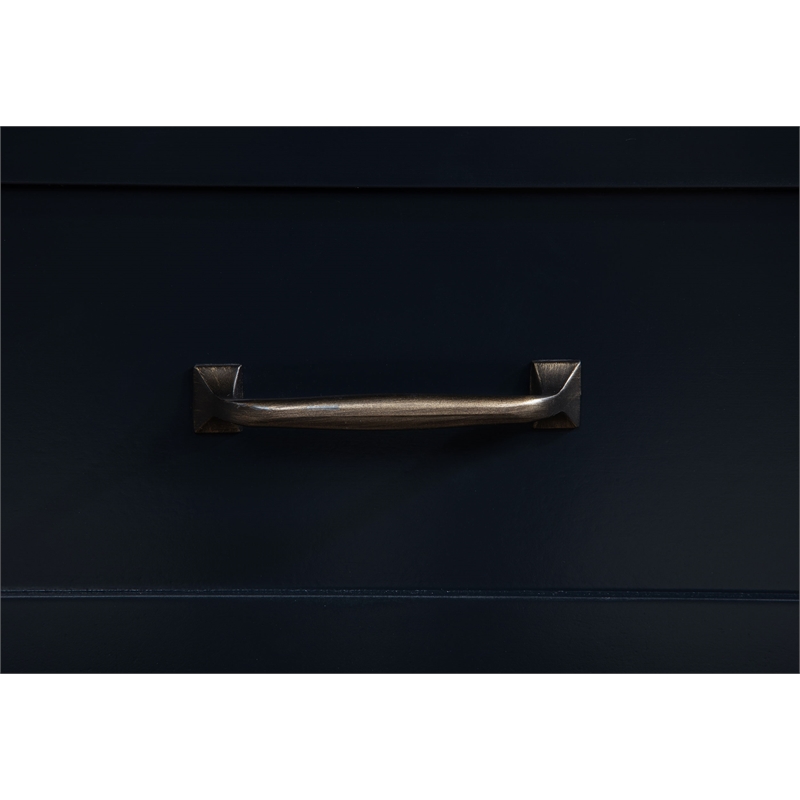 Pemberly Row Wood Twin Captains Bed With Trundle in Navy Blue