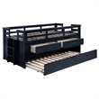 Pemberly Row Wood Twin Captains Bed With Trundle in Navy Blue
