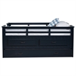 Pemberly Row Wood Twin Captains Bed With Trundle in Navy Blue