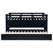 Pemberly Row Wood Twin Captains Bed With Trundle in Navy Blue