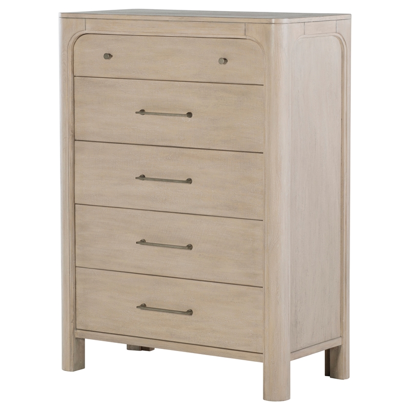Pemberly Row 5-drawer Wood Bedroom Chest in Weathered Mango Brown