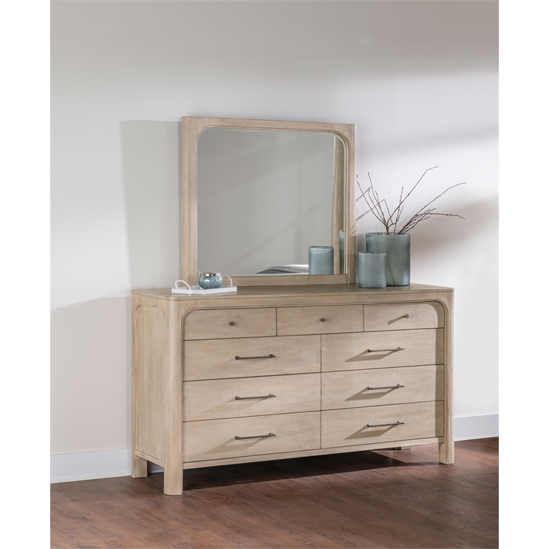 Pemberly Row 9-drawer Wood Bedroom Dresser with Mirror in Mango Brown