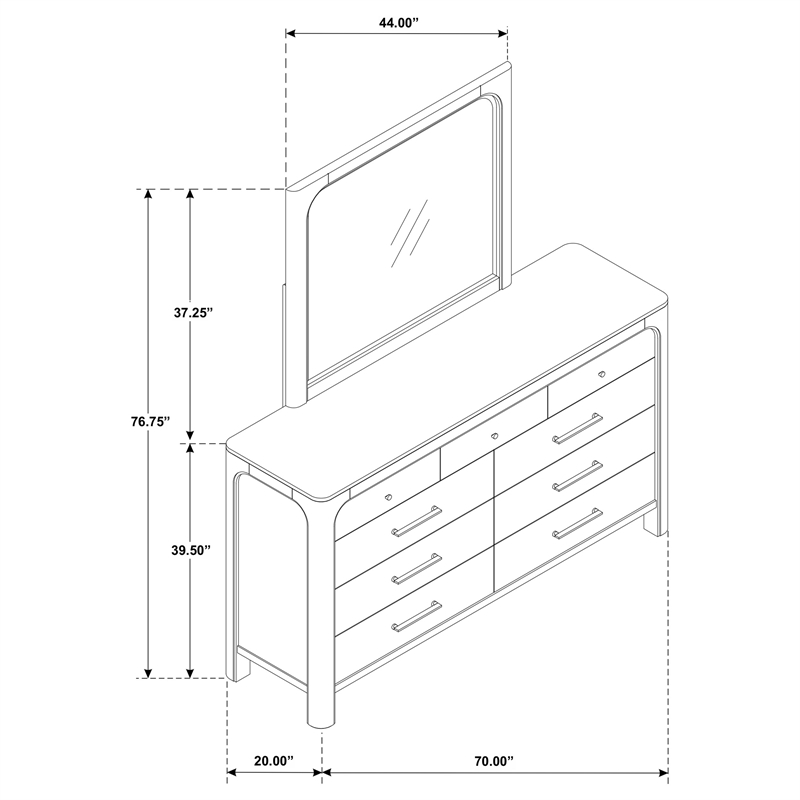 Pemberly Row 9-drawer Wood Bedroom Dresser with Mirror in Mango Brown