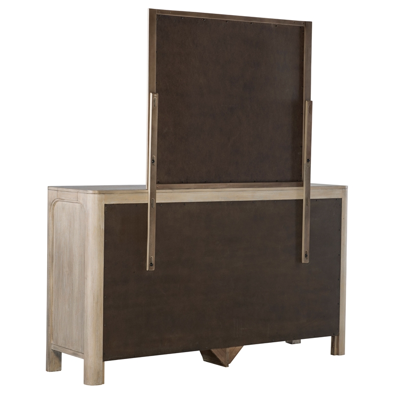 Pemberly Row 9-drawer Wood Bedroom Dresser with Mirror in Mango Brown