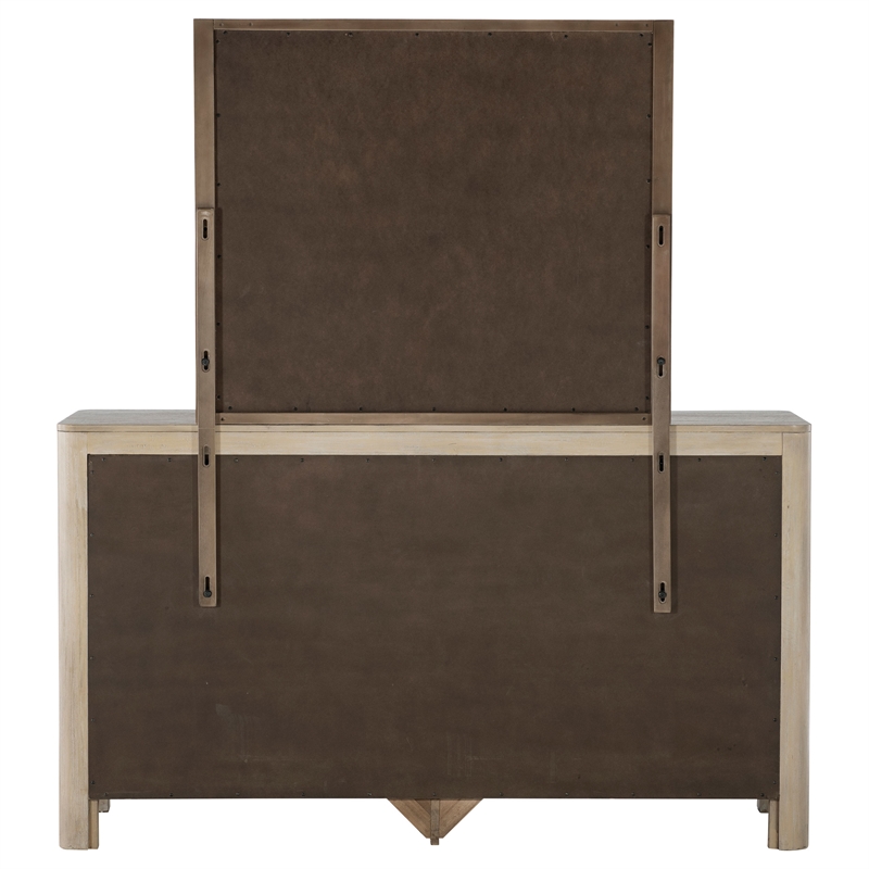 Pemberly Row 9-drawer Wood Bedroom Dresser with Mirror in Mango Brown