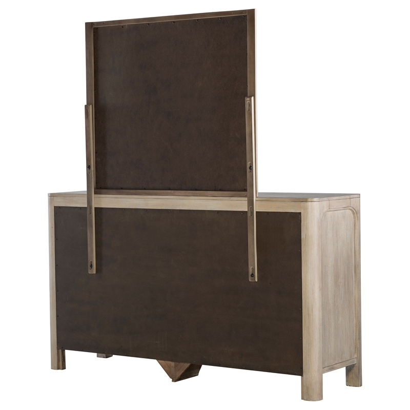 Pemberly Row 9-drawer Wood Bedroom Dresser with Mirror in Mango Brown